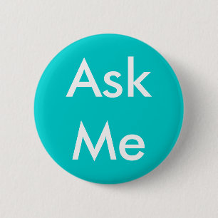 Vraag me Button voor vrijwilligers Aqua