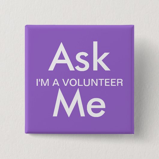 Vraag me Button voor zaken, school, vrijwilligers (Voorkant)