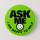 Vraag me dat ik graag de groene zwarte Button help (Voorkant)