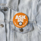 Vraag me dat ik sinaasappel graag wil helpen ronde button 7,6 cm (In situ)