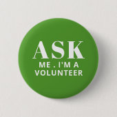 Vraag me de Button voor groene vrijwilligers (Voorkant)