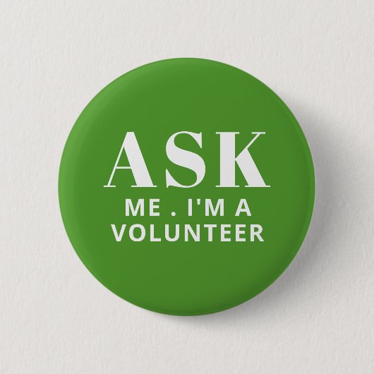 Vraag me de Button voor groene vrijwilligers (Voorkant)