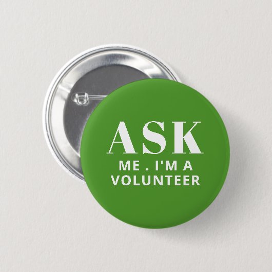 Vraag me de Button voor groene vrijwilligers (Voorkant /achterkant)