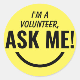 Vraag me Geel Vrijwilligersbadge Ronde Sticker