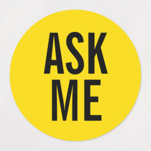 Vraag me Gele vrijwilliger-badge Labels
