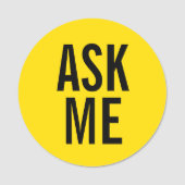 Vraag me | Gele vrijwilligers Naamplaatje (Voorkant)