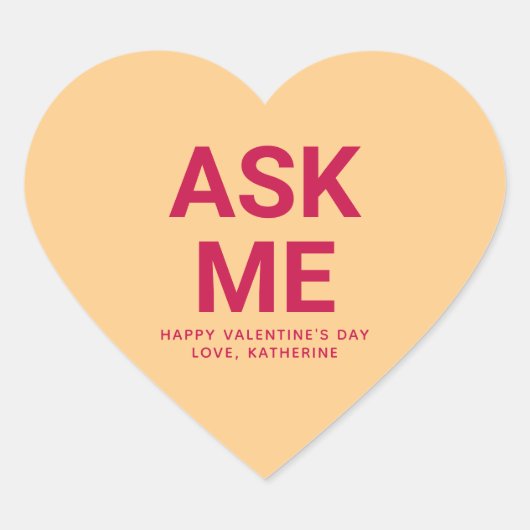 Vraag me grappig schattig Valentijnsdag gesprek Hart Sticker (Voorkant)