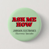 Vraag Me Hoe Aangepaste Bedrijfsmerknaam Ronde Button 5,7 Cm (Voorkant)