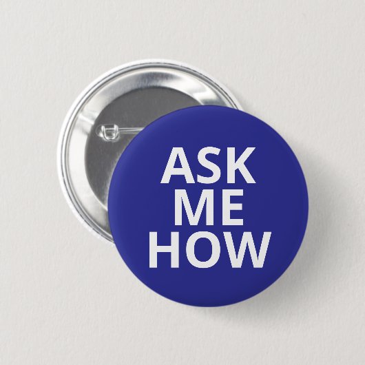 Vraag me hoe Blue Business Button (Voorkant /achterkant)