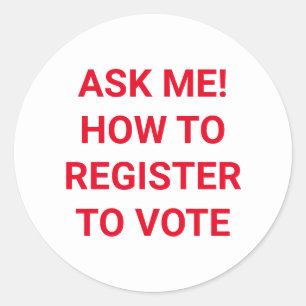 Vraag me hoe ik me moet registreren om rood en wit ronde sticker