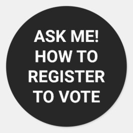 Vraag me hoe ik me moet registreren om wit en zwar ronde sticker