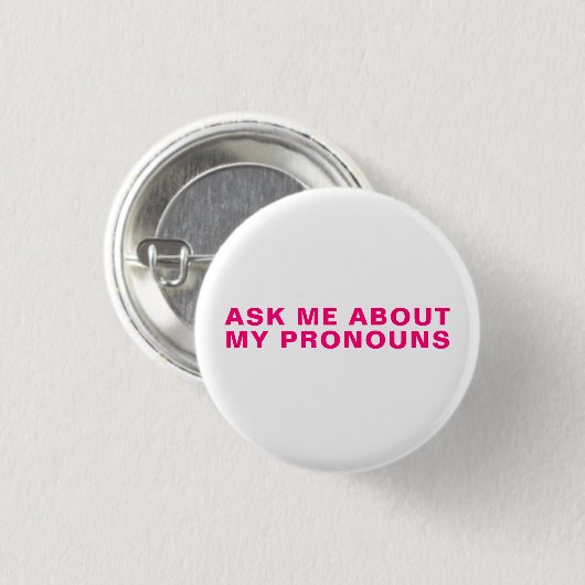 "Vraag me mijn pronouns" Lgbetq pride magenta wit Ronde Button 3,2 Cm (Voorkant /achterkant)