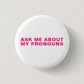 "Vraag me mijn pronouns" Lgbetq pride magenta wit Ronde Button 3,2 Cm (Voorkant)