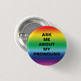 Vraag me mijn Pronouns Lgbetq Pride Rainbow-kleure Ronde Button 3,2 Cm