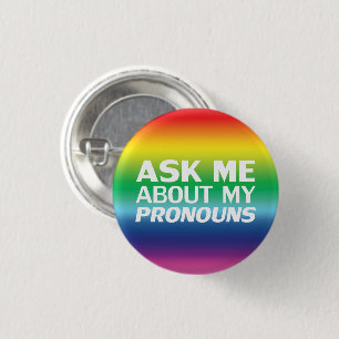 "Vraag me mijn Pronouns" Lgbetq pride regenboog wi Ronde Button 3,2 Cm