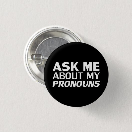 "Vraag me mijn pronouns" Lgbetq pride zwart wit Ronde Button 3,2 Cm (Voorkant /achterkant)