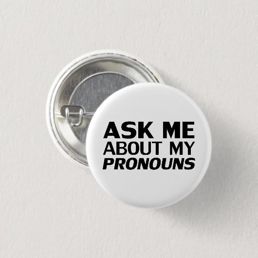 "Vraag me mijn pronouns" Lgbetq pride zwart wit Ronde Button 3,2 Cm (Voorkant /achterkant)