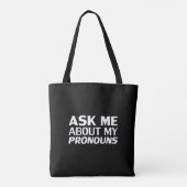 Vraag me mijn Pronouns zwart wit moderne typografi Tote Bag (Achterkant)