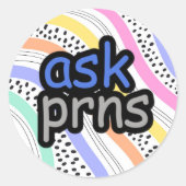 Vraag me mijn voornaamwoorden Sticker (Voorkant)