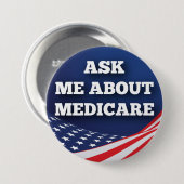 Vraag me naar 3-inch Button rondom Medicare (Voorkant /achterkant)