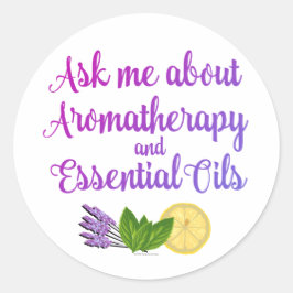 Vraag me naar Aromatherapie Essential Oils Busines Ronde Sticker