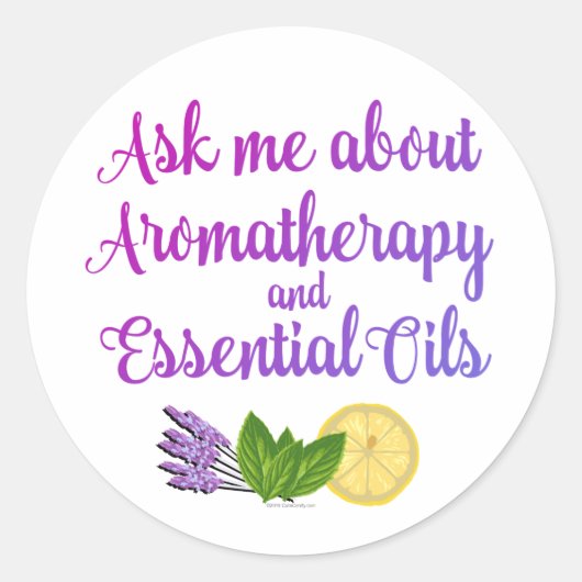 Vraag me naar Aromatherapie Essential Oils Busines Ronde Sticker (Voorkant)