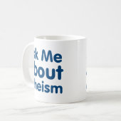 Vraag me naar atheïsme koffiemok (Voorkant links)