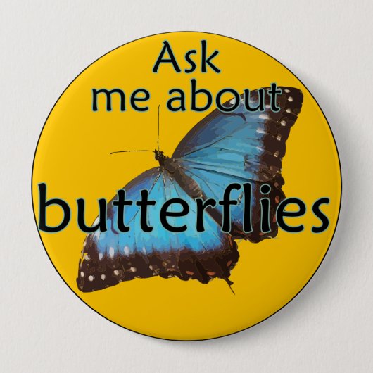 Vraag me naar Butterflies Ronde Button 4,0 Cm (Voorkant)