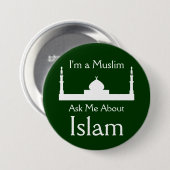 Vraag me naar de islam ronde button 7,6 cm (Voorkant /achterkant)