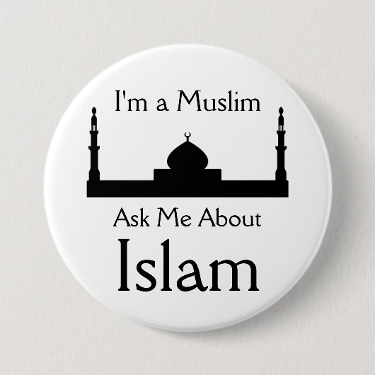 Vraag me naar de islam ronde button 7,6 cm (Voorkant)
