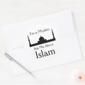 Vraag me naar de islam ronde sticker (Envelop)