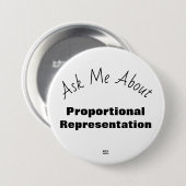 Vraag me naar de knop Proportionele representatie Ronde Button 7,6 Cm (Voorkant /achterkant)