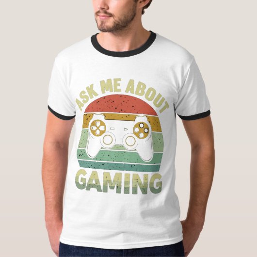 Vraag me naar Gaming: Fun Gamer Design T-shirt (Voorkant)