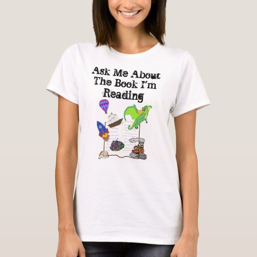 Vraag me naar het boek dat ik lees. t-shirt (Voorkant)