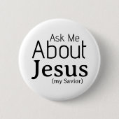 Vraag me naar Jesus Christelijk Ronde Button 5,7 Cm (Voorkant)