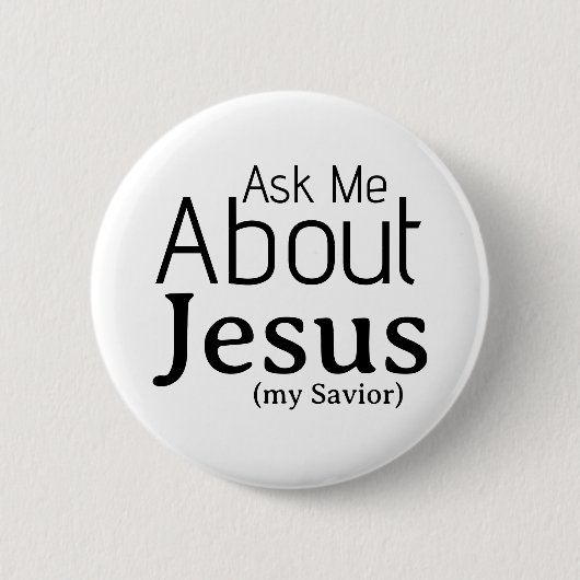 Vraag me naar Jesus Christelijk Ronde Button 5,7 Cm (Voorkant)
