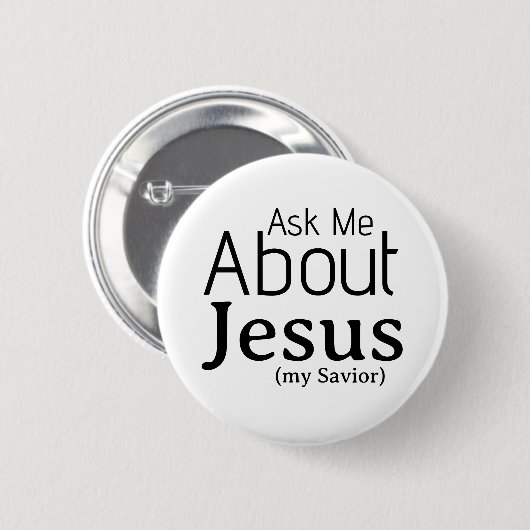 Vraag me naar Jesus Christelijk Ronde Button 5,7 Cm (Voorkant /achterkant)