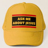 Vraag me naar Jezus Evangelisme Trucker Hat Trucker Pet (Voorkant)