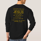 Vraag me naar Jezus Gold op Black T-shirt (Achterkant)