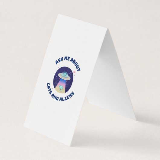 Vraag me naar katten en aliens visitekaartje (Voorkant)