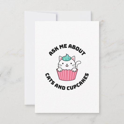 Vraag me naar katten en cupcakes bedankkaart (Voorkant)