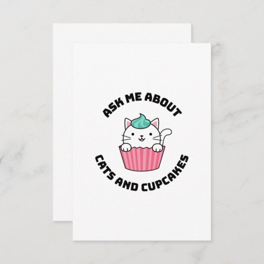 Vraag me naar katten en cupcakes bedankkaart (Voorkant / Achterkant)