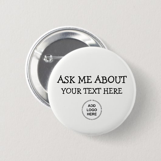 Vraag me naar Logo design Ronde Button 5,7 Cm (Voorkant /achterkant)