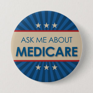 Vraag me naar Medicare - Amerikaan Ronde Button 7,6 Cm