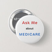 Vraag me naar Medicare Red White en Blue Button (Voorkant /achterkant)