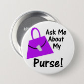 Vraag me naar mijn aankoop - Paars Ronde Button 7,6 Cm (Voorkant /achterkant)