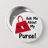 Vraag me naar mijn aankoop - Rood Ronde Button 7,6 Cm (Voorkant /achterkant)