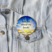 Vraag me naar mijn boek - knoop ronde button 7,6 cm (In situ)
