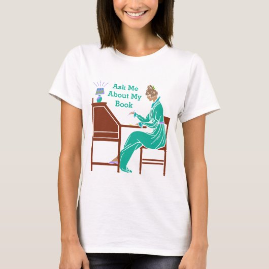 Vraag me naar mijn boekenart Deco Lady Auteur T-shirt (Voorkant)
