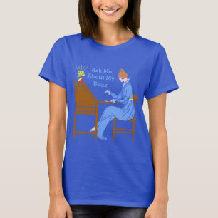 Vraag me naar mijn boekenart Deco Lady Auteur T-shirt